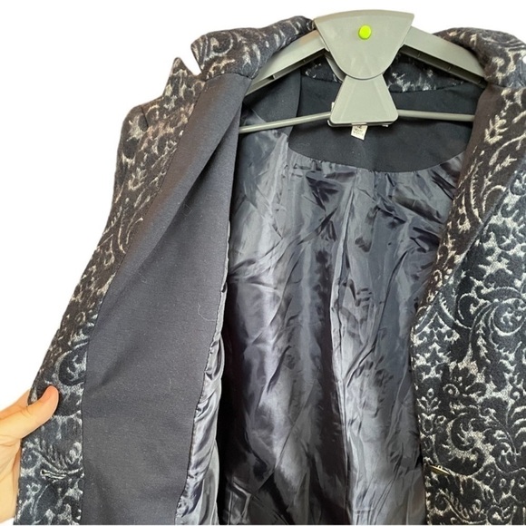 Cabi Wool Blend Jacquard Navy and Gray Jacket size 12 - Picture 6 of 16